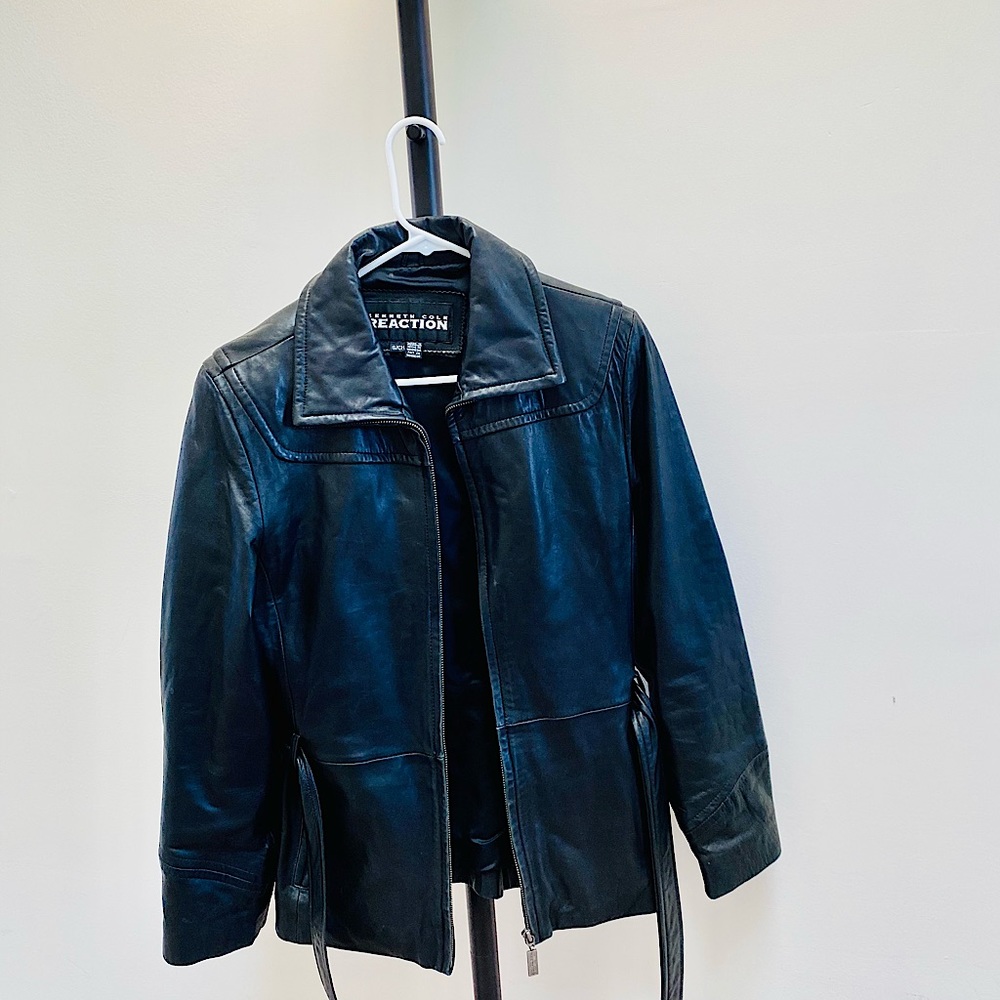 Kenneth Cole Reaction Black Leather Jacket , Small